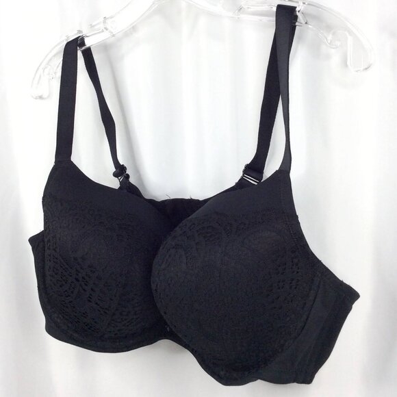 Auden Lightly Lined Underwired Bra 44D Black Lace Back Closure - Picture 2 of 6